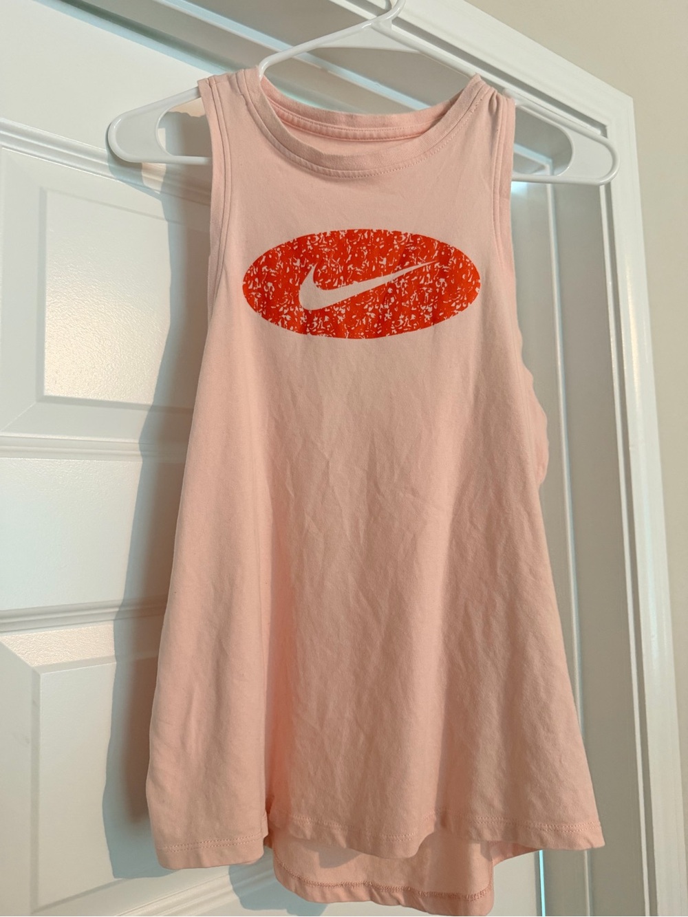 Nike Light Pink Tank with Distressed Orange Logo